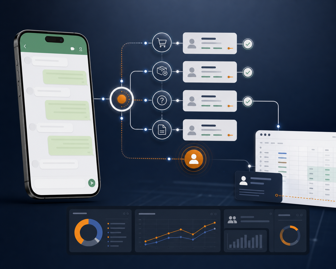 Agente IA conectado con WhatsApp, clasificación de clientes y registro de datos